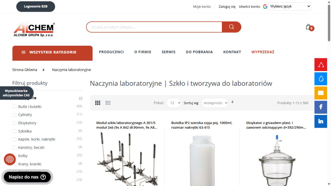 Rzeczywisty widok sklepu Alchem — zrzut z 7 października 2026