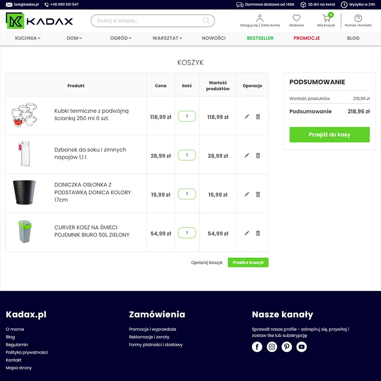 KADAX — koszyk sklepu Magento B2C