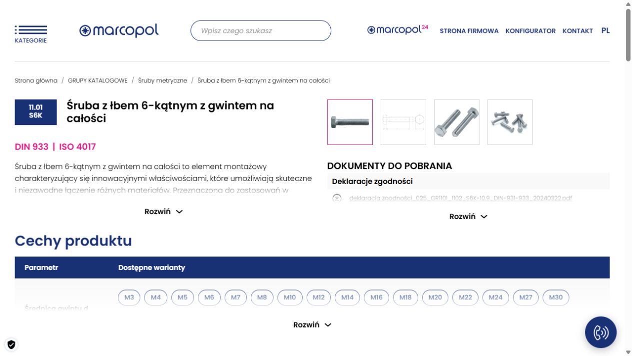 Rzeczywisty zrzut karty produktu w sklepie B2B Marcopol